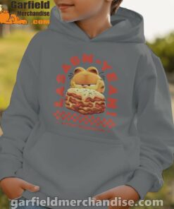 garfield lasagna yeah brown hoodie kids