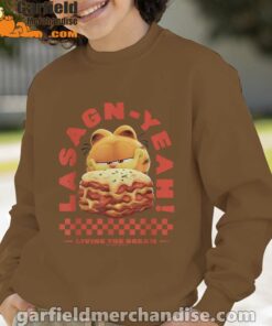 garfield lasagna yeah brown sweatshirt for youth boy