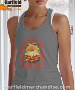 garfield lasagna yeah brown tank top for women