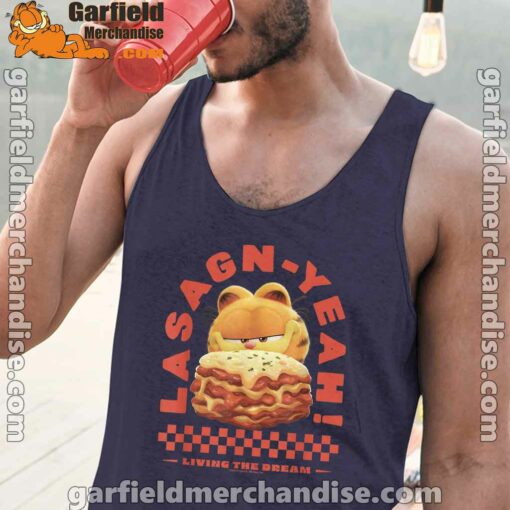 garfield lasagna yeah navy tank tops with men