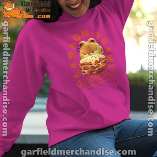 garfield lasagna yeah pink women hoodie