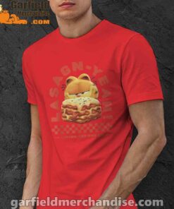 garfield lasagna yeah red men shirt