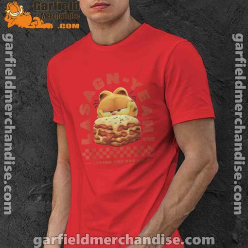 garfield lasagna yeah red men shirt