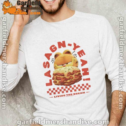 garfield lasagna yeah white long sleeve men