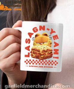 garfield lasagna yeah white mug