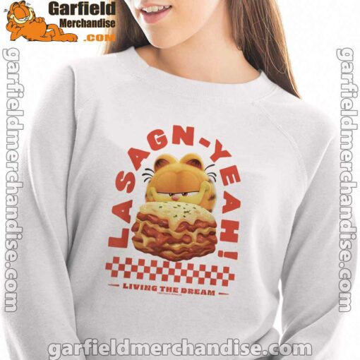 garfield lasagna yeah white sweatshirt women