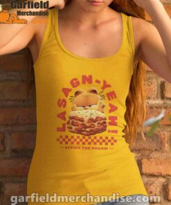 garfield lasagna yeah yellow tank top women