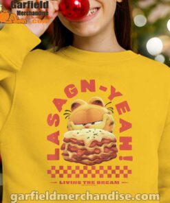 garfield lasagna yeah yellow youth girl sweatshirt