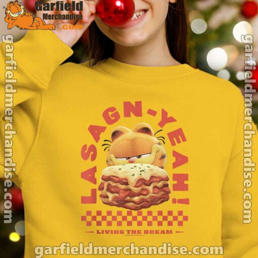 garfield lasagna yeah yellow youth girl sweatshirt