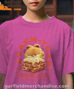 garfield lasagna yeah youth girl pink t shirt