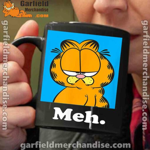 garfield life’s too short to care meh black coffee mug