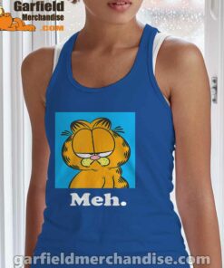 garfield life’s too short to care meh blue tank top with women