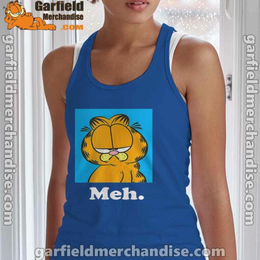 garfield life’s too short to care meh blue tank top with women