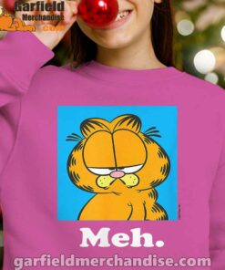 garfield life’s too short to care meh girl pink sweatshirt