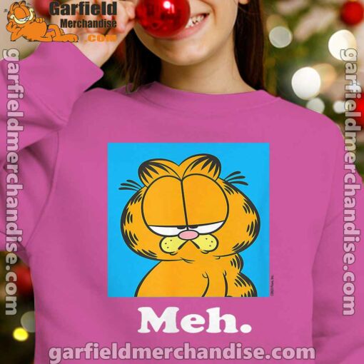 garfield life’s too short to care meh girl pink sweatshirt