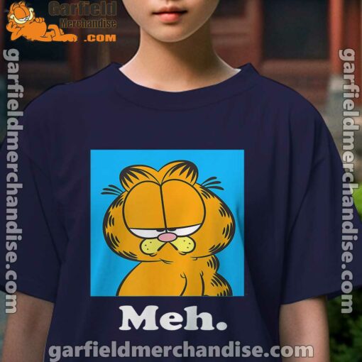 garfield life’s too short to care meh kids girl navy t shirt