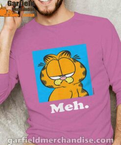 garfield life’s too short to care meh male with pink long sleeve