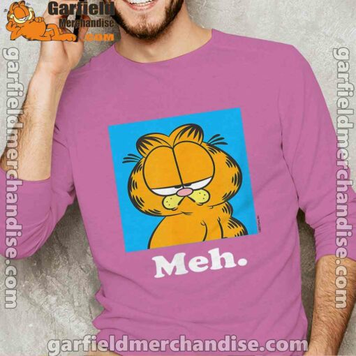 garfield life’s too short to care meh male with pink long sleeve