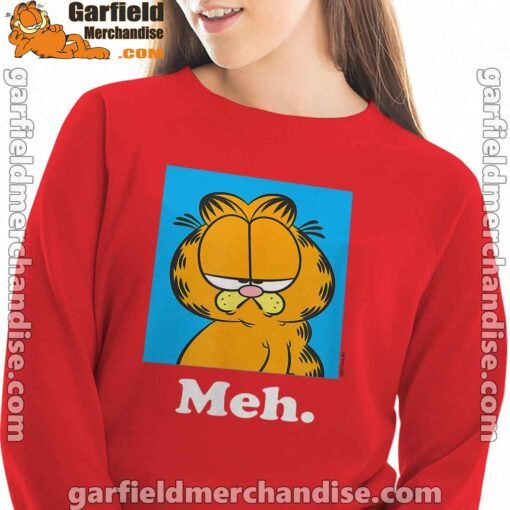 garfield life’s too short to care meh red sweatshirt women