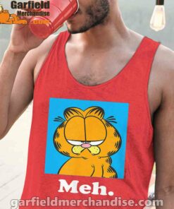 garfield life’s too short to care meh red tank tops for men