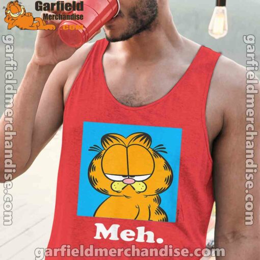 garfield life’s too short to care meh red tank tops for men