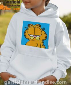 garfield life’s too short to care meh white hoodie for boy kids