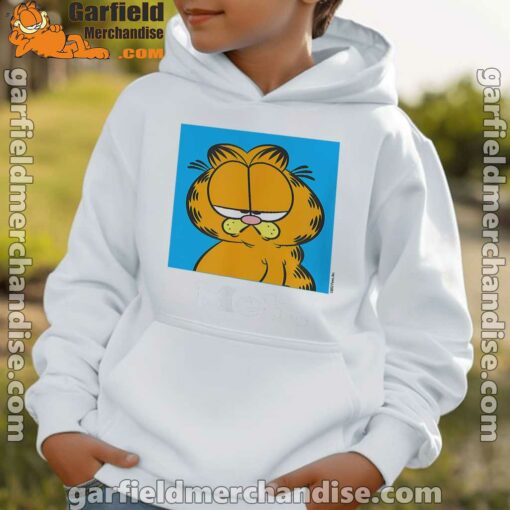 garfield life’s too short to care meh white hoodie for boy kids