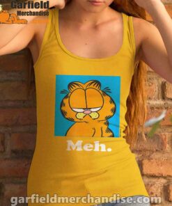 garfield life’s too short to care meh yellow tank top women