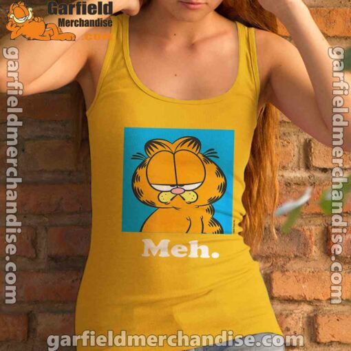 garfield life’s too short to care meh yellow tank top women