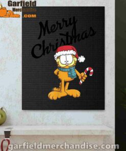 garfield merry christmas black canvas