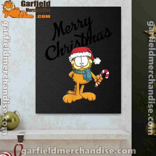 garfield merry christmas black canvas