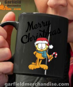 garfield merry christmas black coffee mug