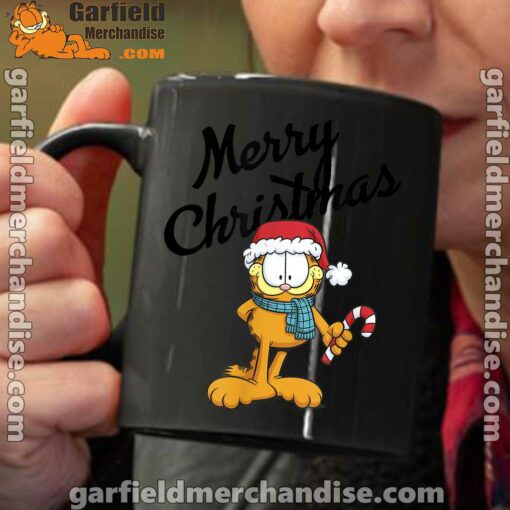 garfield merry christmas black coffee mug