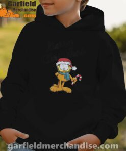 garfield merry christmas black hoodie for kid boy