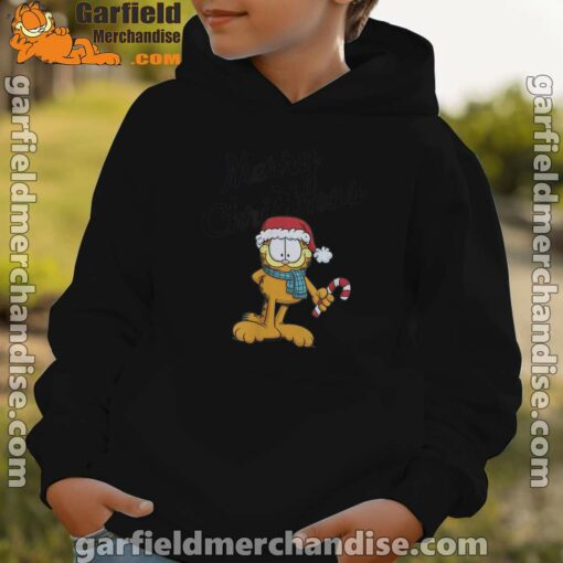 garfield merry christmas black hoodie for kid boy