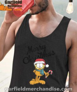 garfield merry christmas black men tank tops