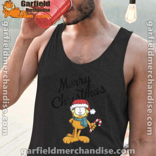 garfield merry christmas black men tank tops