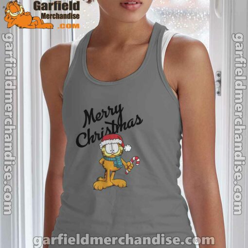 garfield merry christmas brown tank top for women