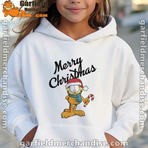 garfield merry christmas girl hoodie white