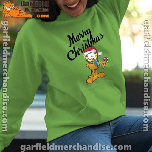 garfield merry christmas green women hoodie