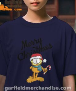 garfield merry christmas kids girl navy t shirt