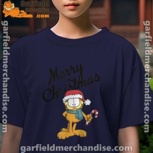 garfield merry christmas kids girl navy t shirt