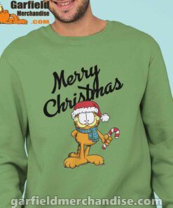 garfield merry christmas men green sweatshirts