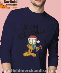 garfield merry christmas men navy long sleeve