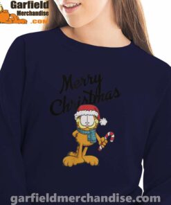 garfield merry christmas navy sweatshirt for women