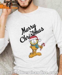 garfield merry christmas white long sleeve for male