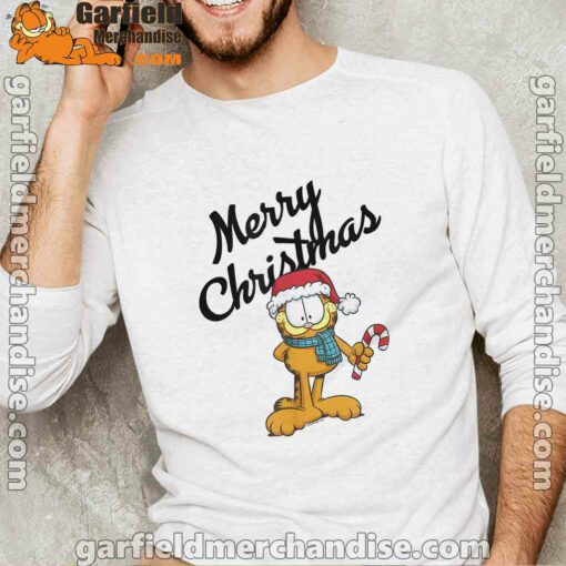 garfield merry christmas white long sleeve for male