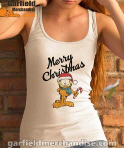 garfield merry christmas women white tank top