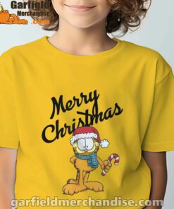 garfield merry christmas yellow t shirt for kid boy