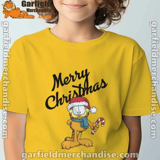 garfield merry christmas yellow t shirt for kid boy